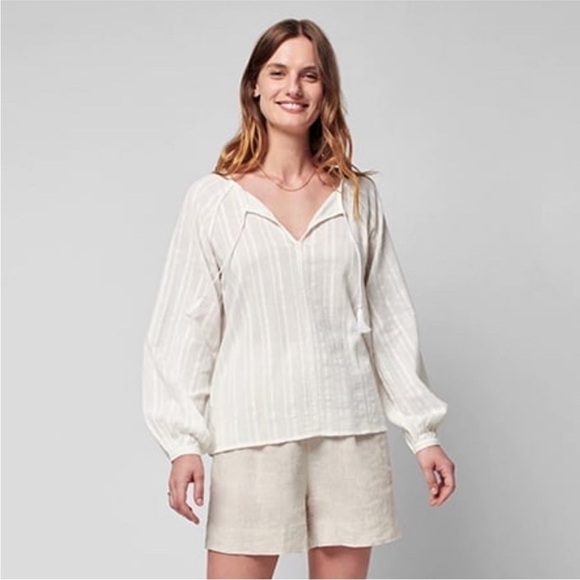 Faherty Celina Organic Cotton Peasant Blouse - Picture 1 of 7